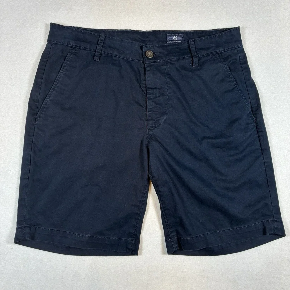 AG Adriano Goldschmied Wanderer Mens 31 Navy Blue Stretch Chino Casual Shorts